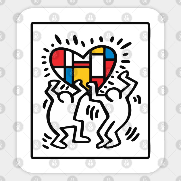 Keith lovers haring outline and Mondrian Pop Art Sticker by by fend